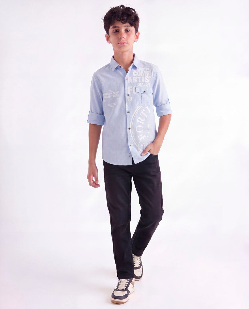 Boys Panelled Cotton Casual Shirt
