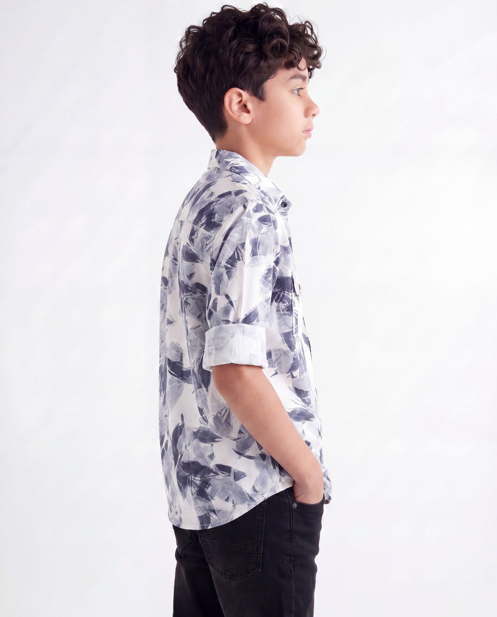 Monochrome Leaf Print Shirt