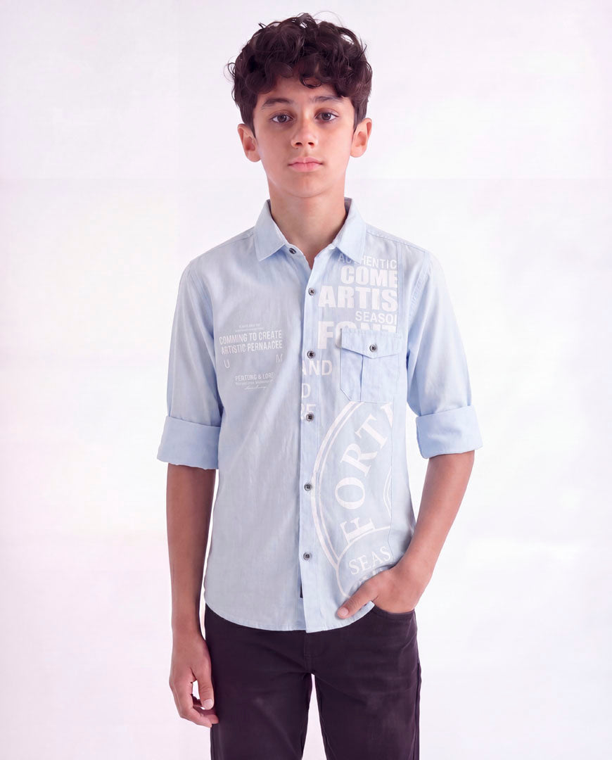 Boys Panelled Cotton Casual Shirt