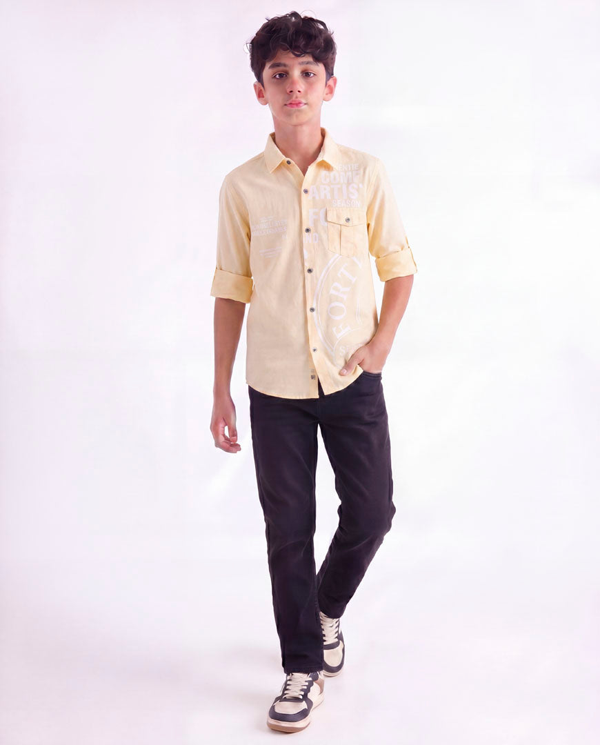 Boys Panelled Cotton Casual Shirt