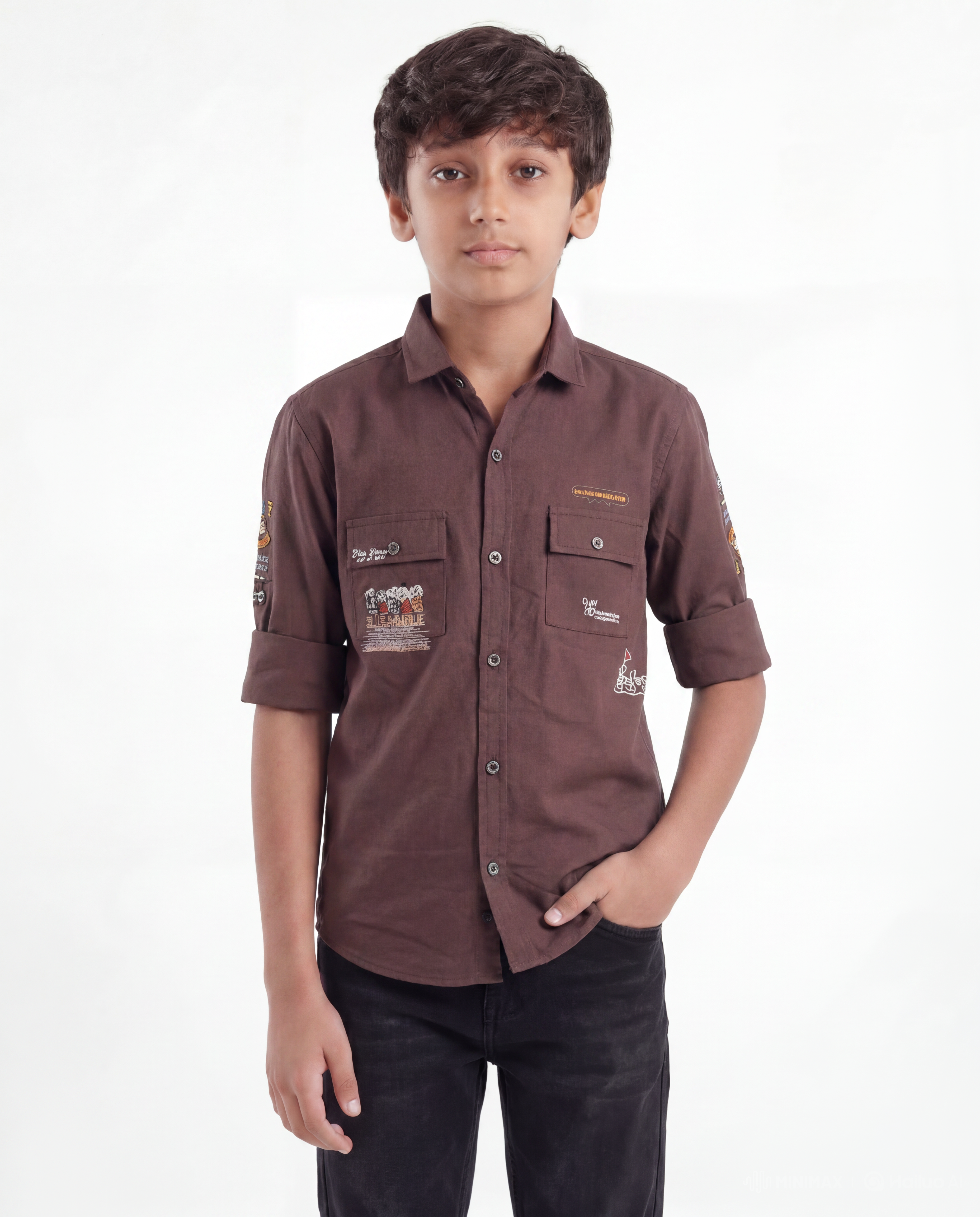 Boys Utility Pocket Casual Shirt
