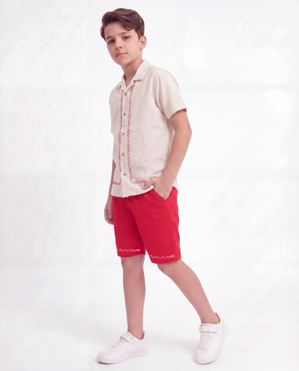 Boys Embroidered Resort Co-Ord Set