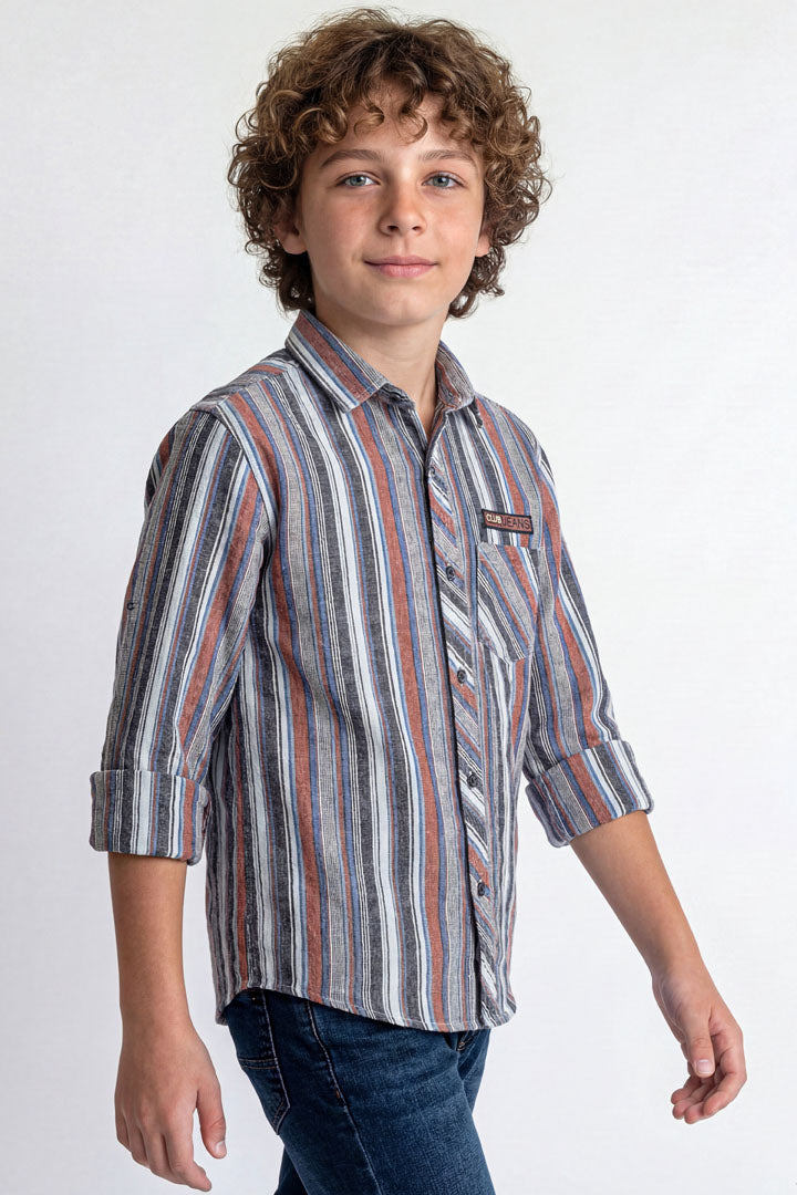 Smart striped button-down shirt