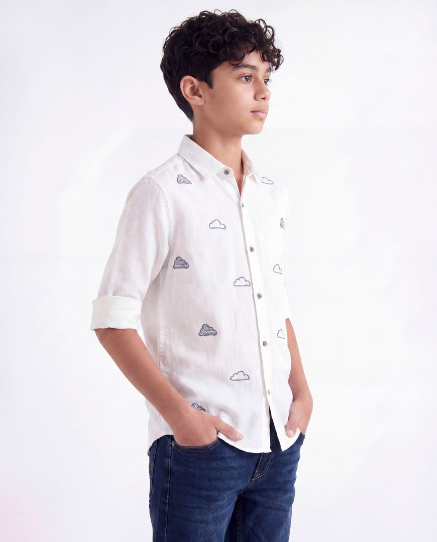 Cloud Embroidered Casual Shirt