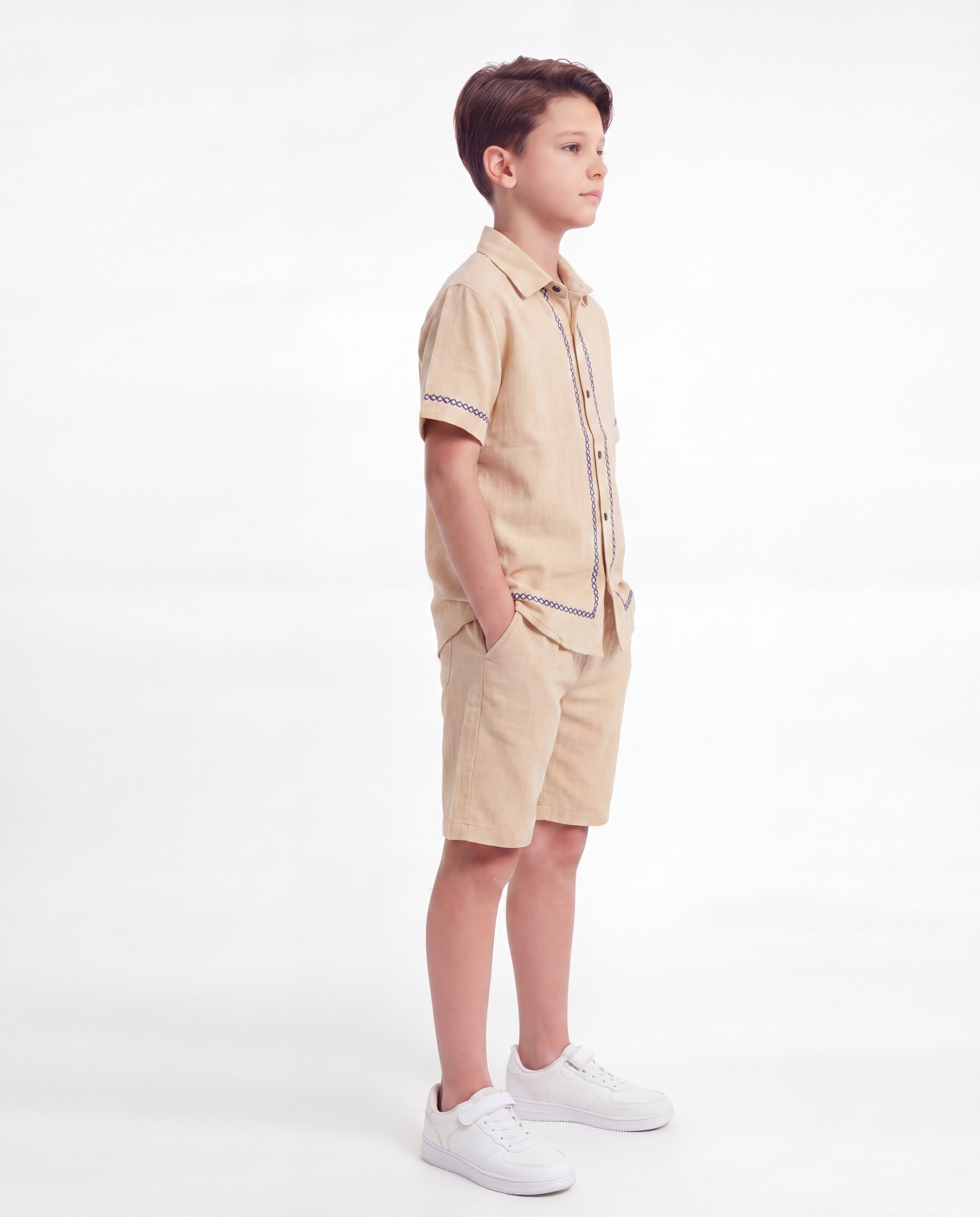 Boys Embroidered Resort Co-Ord Set