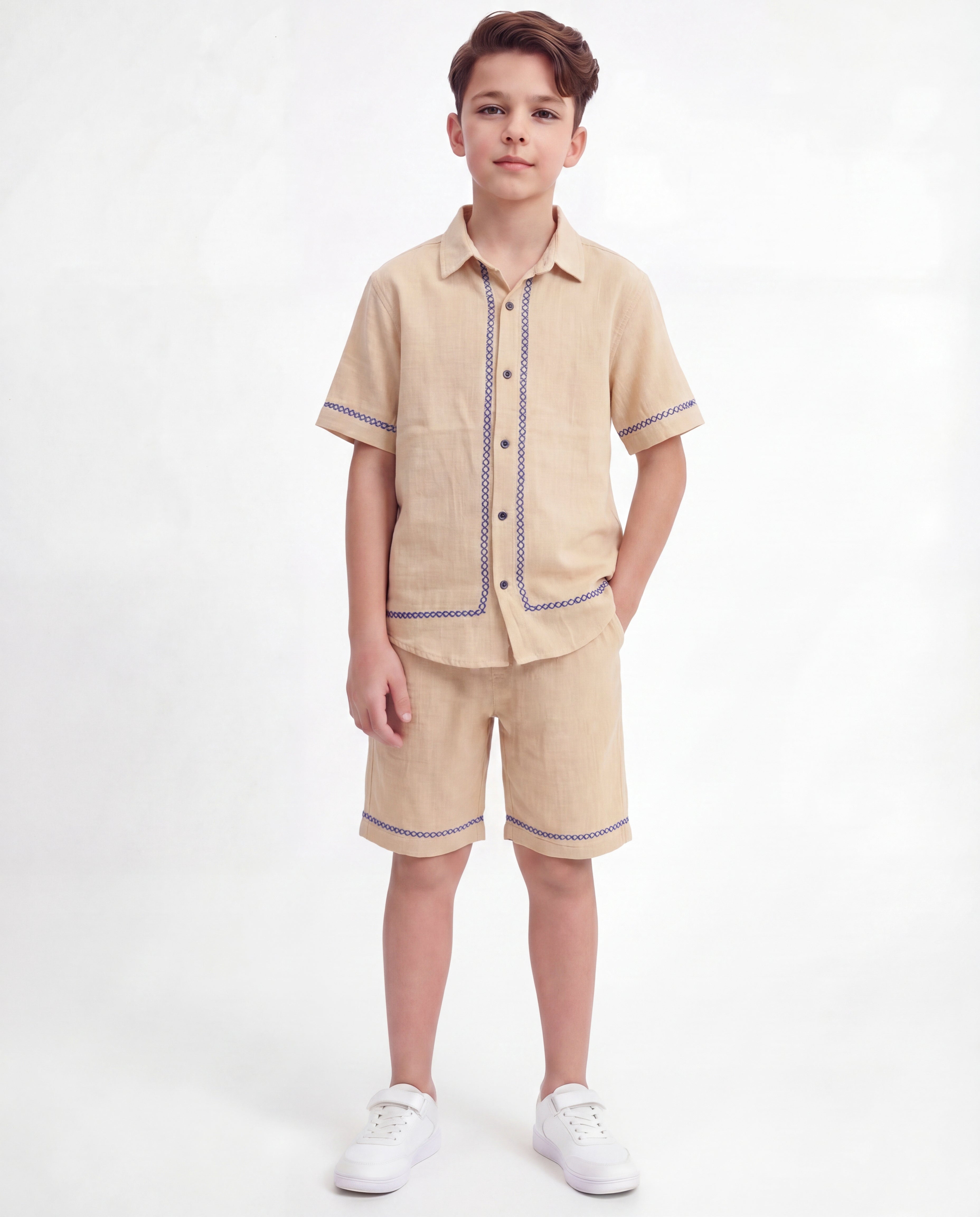 Boys Embroidered Resort Co-Ord Set