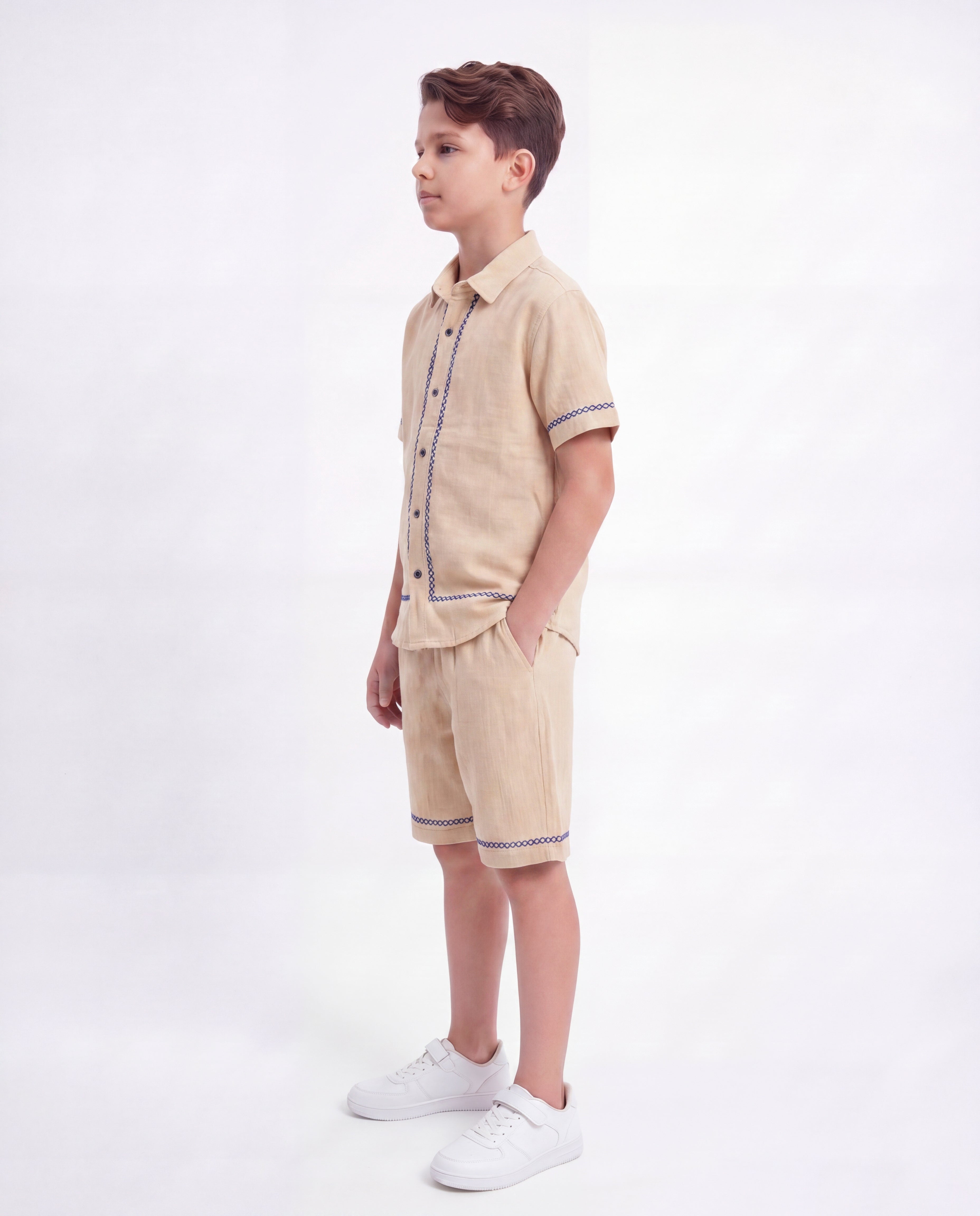 Boys Embroidered Resort Co-Ord Set