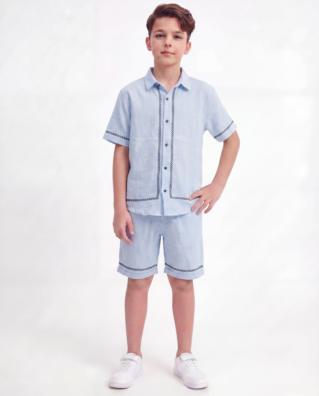 Boys Embroidered Resort Co-Ord Set