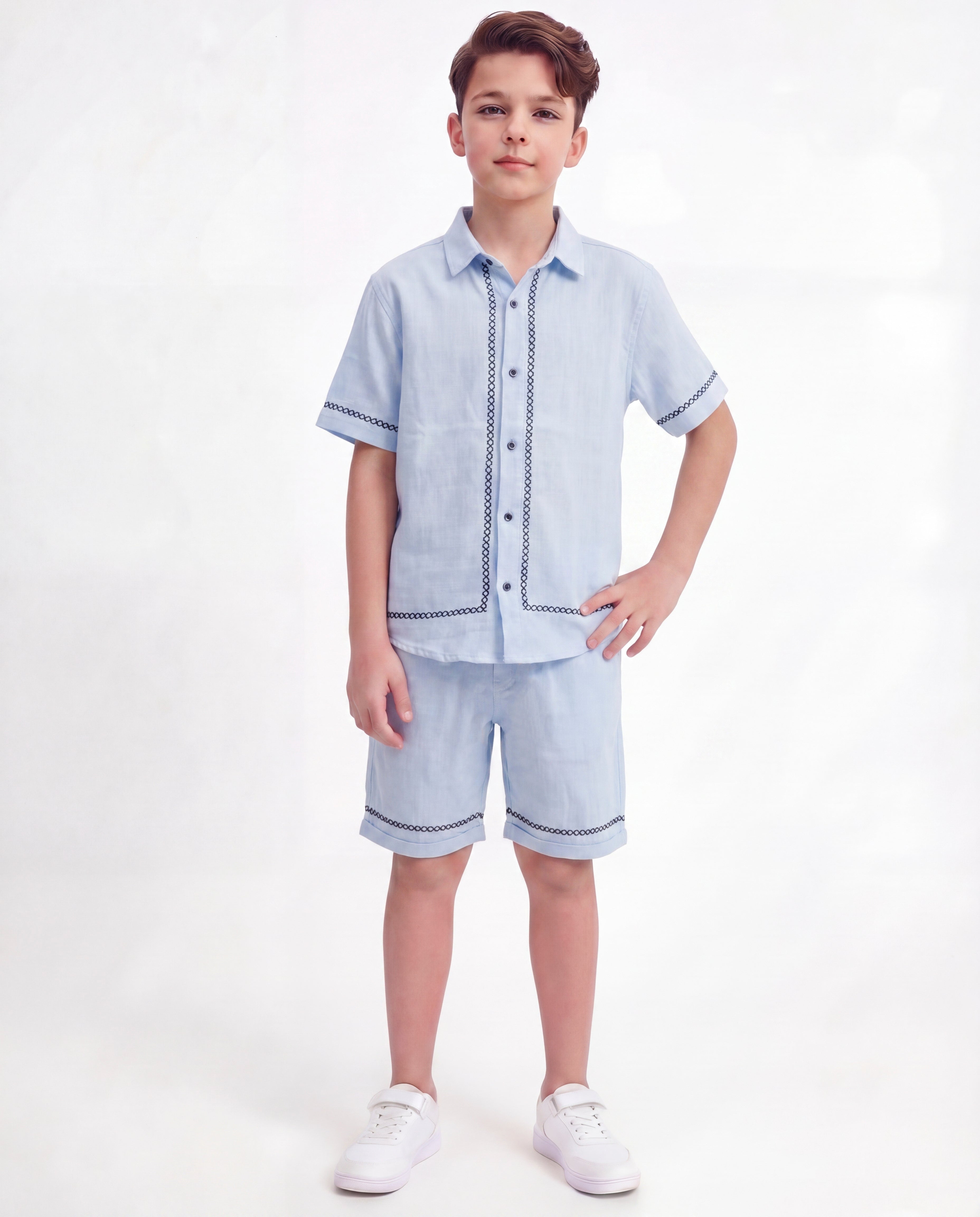 Boys Embroidered Resort Co-Ord Set