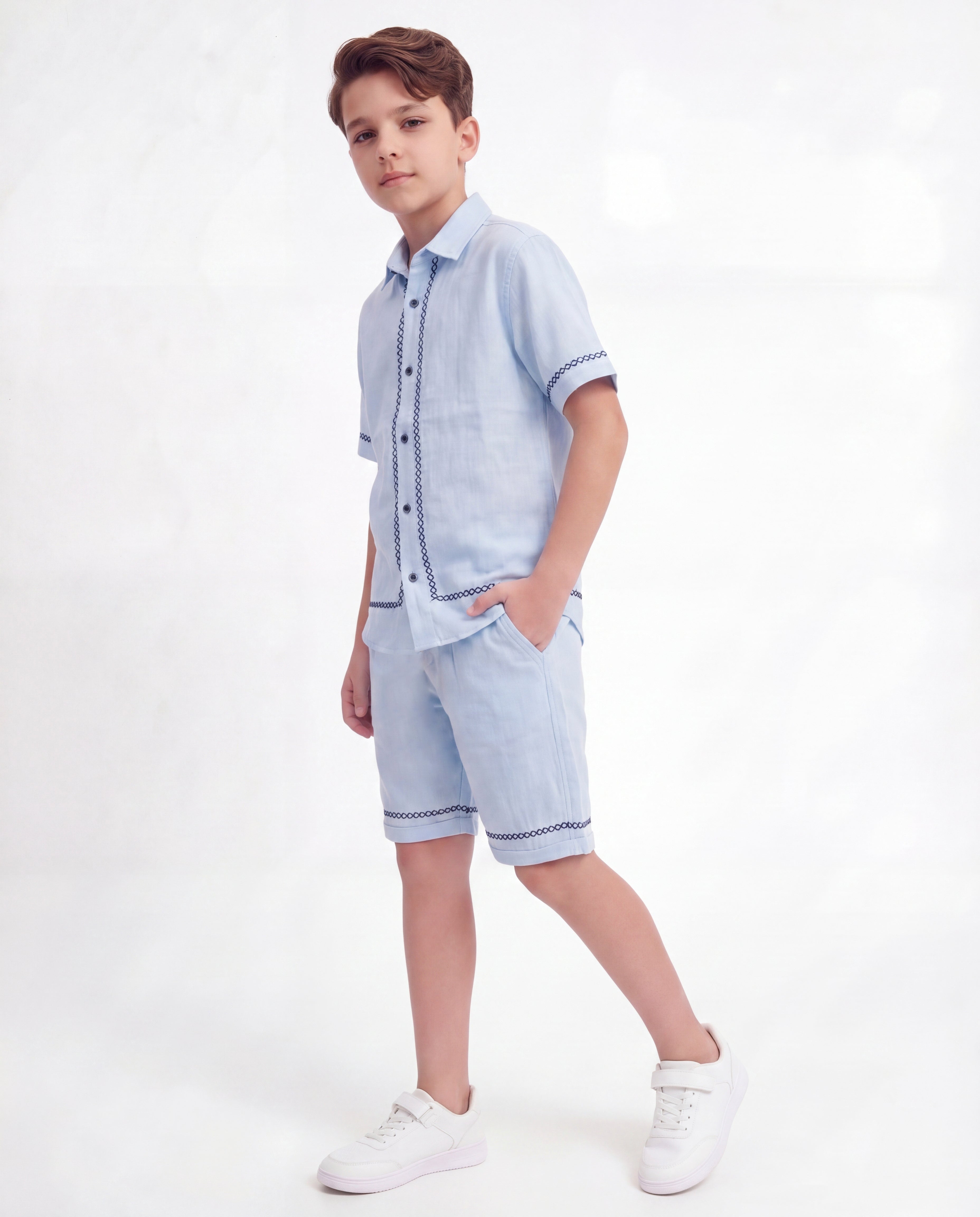 Boys Embroidered Resort Co-Ord Set