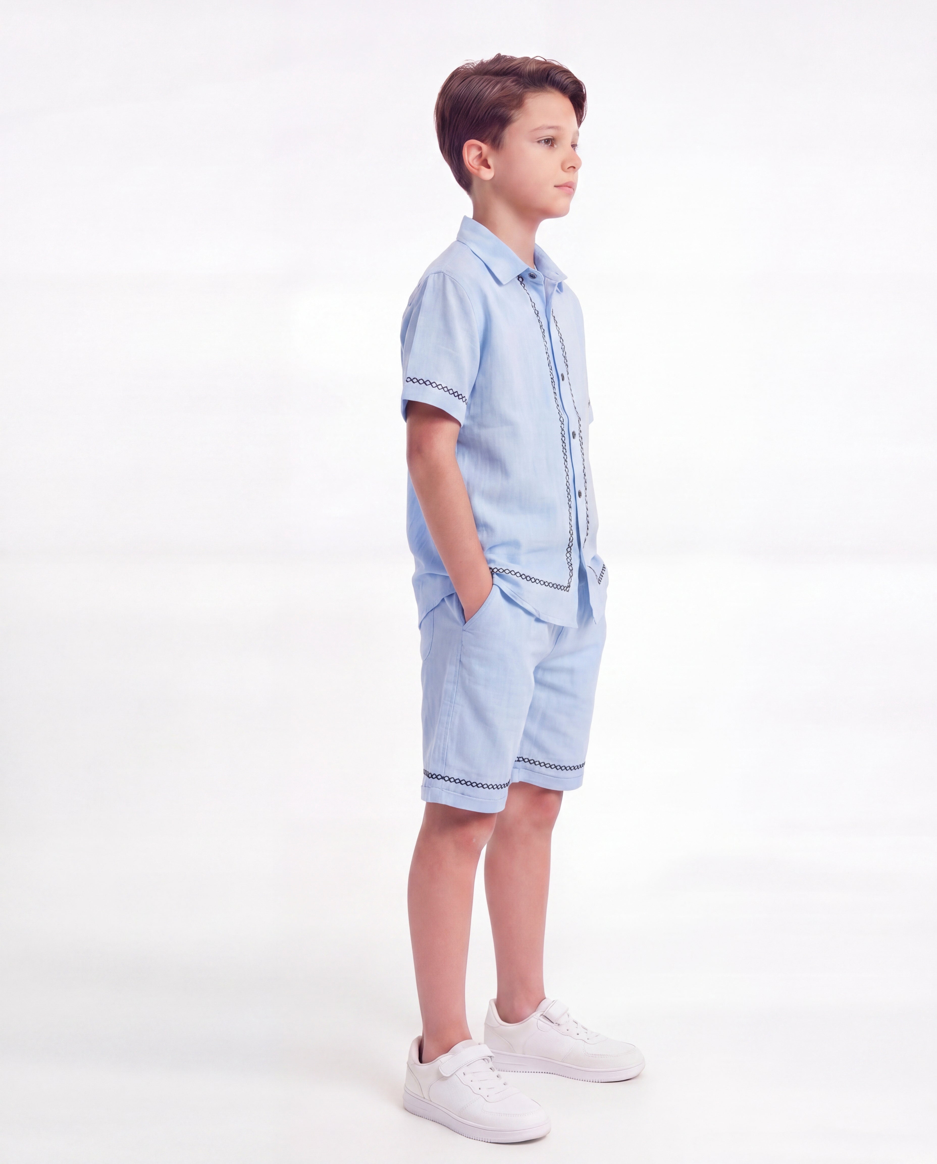 Boys Embroidered Resort Co-Ord Set