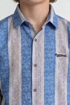 Boys' casual long sleeves striped shirt