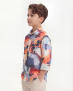 Boys Abstract Print Cotton Shirt – Multi-color Casual Wear