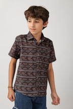 Boys' short sleeve, over-all printed shirt