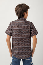 Boys' short sleeve, over-all printed shirt