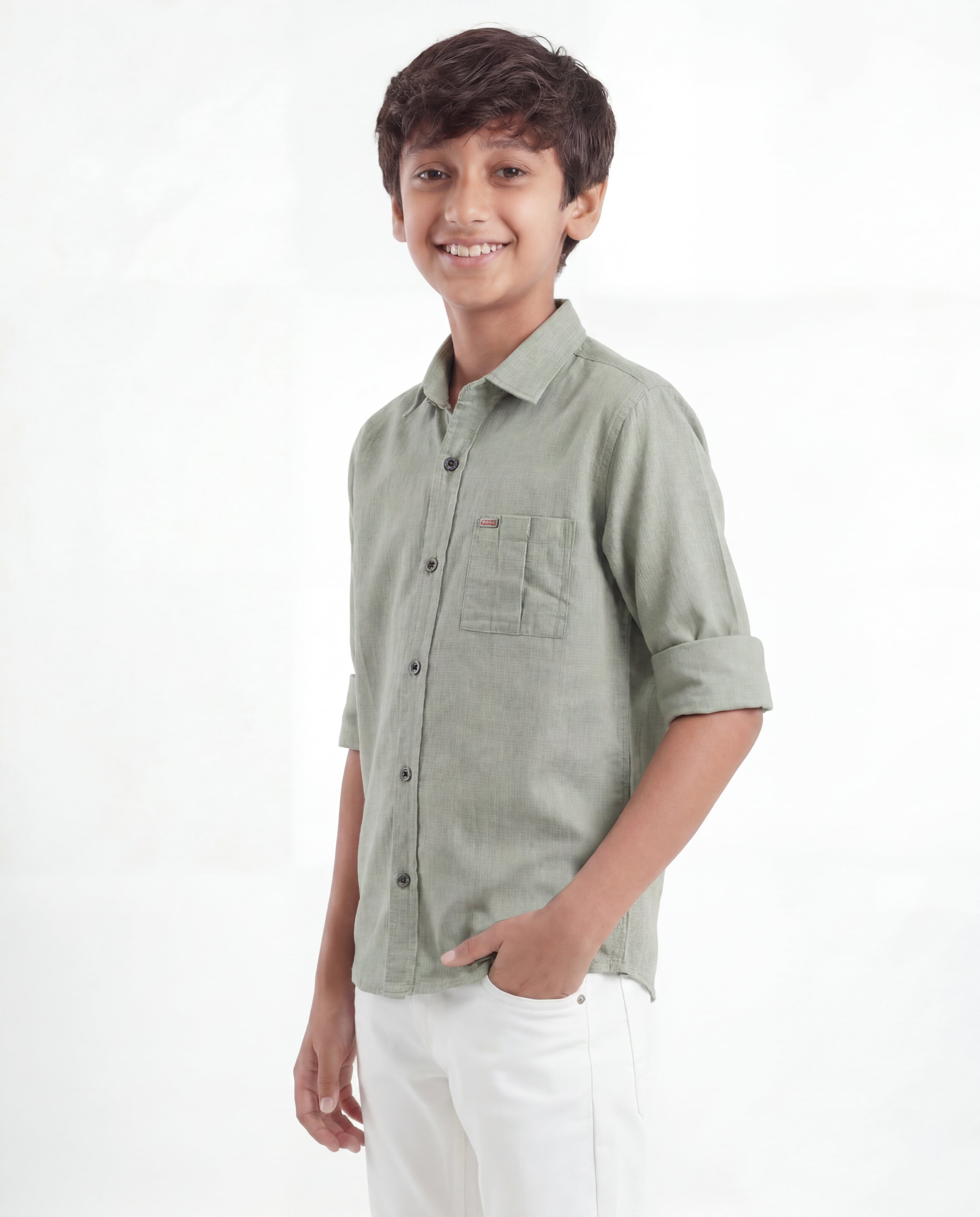 Boys Textured Cotton Shirt