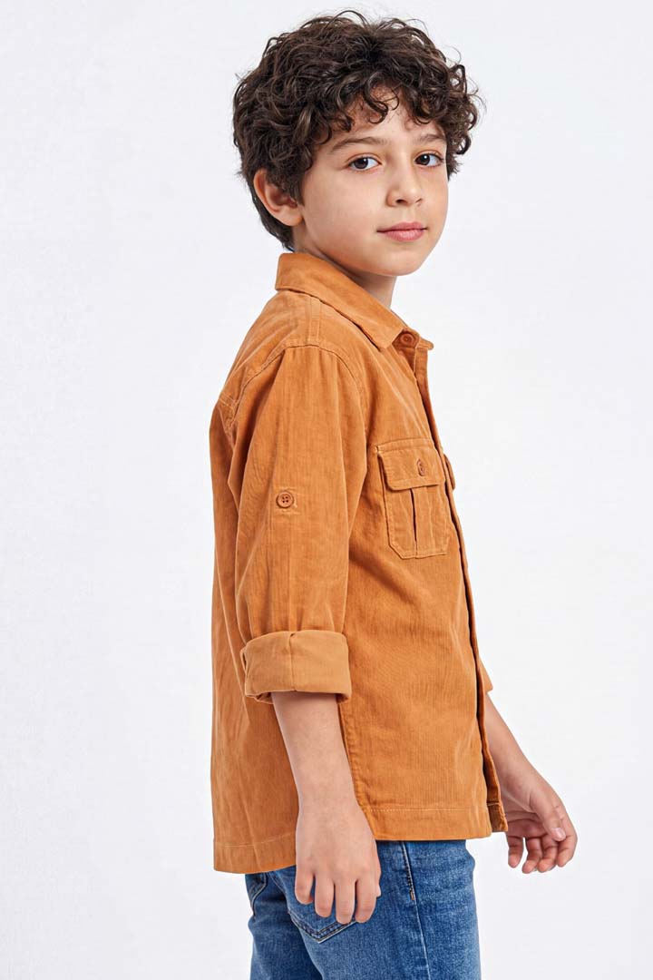 Rich rust-colored corduroy shirt